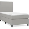 Image de vidaXL Lit boxspring avec matelas gris clair 90x200 cm Tissu