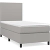 Image de vidaXL Lit boxspring avec matelas gris clair 100x200 cm Tissu