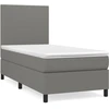 Image de vidaXL Lit boxspring avec matelas gris foncé 100x200 cm Tissu