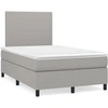 Image de vidaXL Lit boxspring avec matelas gris clair 120x200 cm Tissu