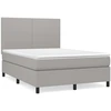 Image de vidaXL Lit boxspring avec matelas gris clair 140x190 cm Tissu