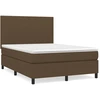 Image de vidaXL Lit boxspring avec matelas brun foncé 140x190 cm Tissu