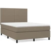 Image de vidaXL Lit boxspring avec matelas Taupe 140x190 cm Tissu