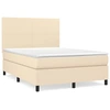 Image de vidaXL Lit boxspring avec matelas Crème 140x190 cm Tissu