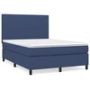 Image de vidaXL Lit boxspring avec matelas bleu 140x190 cm Tissu