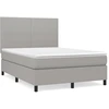Image de vidaXL Lit boxspring avec matelas gris clair 140x200 cm Tissu