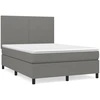 Image de vidaXL Lit boxspring avec matelas gris foncé 140x200 cm Tissu