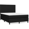 Image de vidaXL Lit boxspring avec matelas noir 140x200 cm Tissu