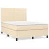 Image de vidaXL Lit boxspring avec matelas Crème 140x200 cm Tissu