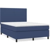 Image de vidaXL Lit boxspring avec matelas bleu 140x200 cm Tissu