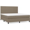 Image de vidaXL Lit boxspring avec matelas Taupe 160x200 cm Tissu