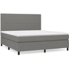 Image de vidaXL Lit boxspring avec matelas gris foncé 180x200 cm Tissu