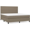Image de vidaXL Lit boxspring avec matelas Taupe 180x200 cm Tissu