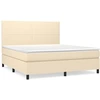 Image de vidaXL Lit boxspring avec matelas Crème 180x200 cm Tissu