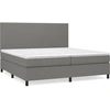 Image de vidaXL Lit boxspring avec matelas gris foncé 200x200 cm Tissu