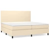 Image de vidaXL Lit boxspring avec matelas Crème 200x200 cm Tissu