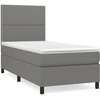 Image de vidaXL Lit boxspring avec matelas gris foncé 90x190 cm Tissu