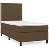 Image de vidaXL Lit boxspring avec matelas brun foncé 90x190 cm Tissu