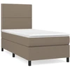 Image de vidaXL Lit boxspring avec matelas Taupe 90x190 cm Tissu
