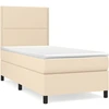 Image de vidaXL Lit boxspring avec matelas Crème 90x190 cm Tissu
