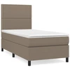 Image de vidaXL Lit boxspring avec matelas Taupe 90x200 cm Tissu