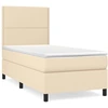 Image de vidaXL Lit boxspring avec matelas Crème 90x200 cm Tissu