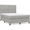 Image de vidaXL Lit boxspring avec matelas gris clair 140x190 cm Tissu