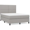 Image de vidaXL Lit boxspring avec matelas gris clair 140x200 cm Tissu