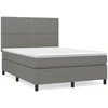 Image de vidaXL Lit boxspring avec matelas gris foncé 140x200 cm Tissu