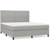 Image de vidaXL Lit boxspring avec matelas gris clair 180x200 cm Tissu