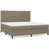 Image de vidaXL Lit boxspring avec matelas Taupe 200x200 cm Tissu