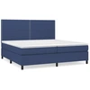 Image de vidaXL Lit boxspring avec matelas bleu 200x200 cm Tissu