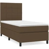 Image de vidaXL Lit boxspring avec matelas brun foncé 80x200 cm Tissu