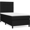 Image de vidaXL Lit boxspring avec matelas noir 90x190 cm Tissu