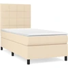 Image de vidaXL Lit boxspring avec matelas Crème 90x200 cm Tissu