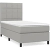 Image de vidaXL Lit boxspring avec matelas gris clair 100x200 cm Tissu