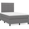 Image de vidaXL Lit boxspring avec matelas gris foncé 120x200 cm Tissu