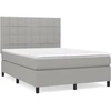 Image de vidaXL Lit boxspring avec matelas gris clair 140x190 cm Tissu