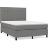 Image de vidaXL Lit boxspring avec matelas gris foncé 140x190 cm Tissu