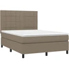 Image de vidaXL Lit boxspring avec matelas Taupe 140x190 cm Tissu