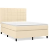 Image de vidaXL Lit boxspring avec matelas Crème 140x190 cm Tissu