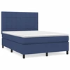 Image de vidaXL Lit boxspring avec matelas bleu 140x190 cm Tissu