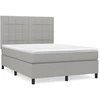 Image de vidaXL Lit boxspring avec matelas gris clair 140x200 cm Tissu