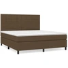 Image de vidaXL Lit boxspring avec matelas brun foncé 160x200 cm Tissu