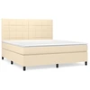 Image de vidaXL Lit boxspring avec matelas Crème 160x200 cm Tissu