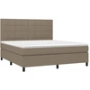Image de vidaXL Lit boxspring avec matelas Taupe 180x200 cm Tissu