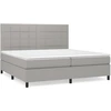 Image de vidaXL Lit boxspring avec matelas gris clair 200x200 cm Tissu