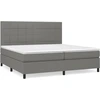 Image de vidaXL Lit boxspring avec matelas gris foncé 200x200 cm Tissu