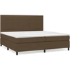 Image de vidaXL Lit boxspring avec matelas brun foncé 200x200 cm Tissu
