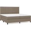 Image de vidaXL Lit boxspring avec matelas Taupe 200x200 cm Tissu